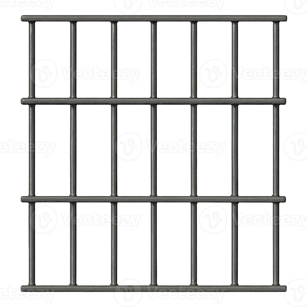 Metal Prison Jail Bars Grid Isolated on Transparent Background, png