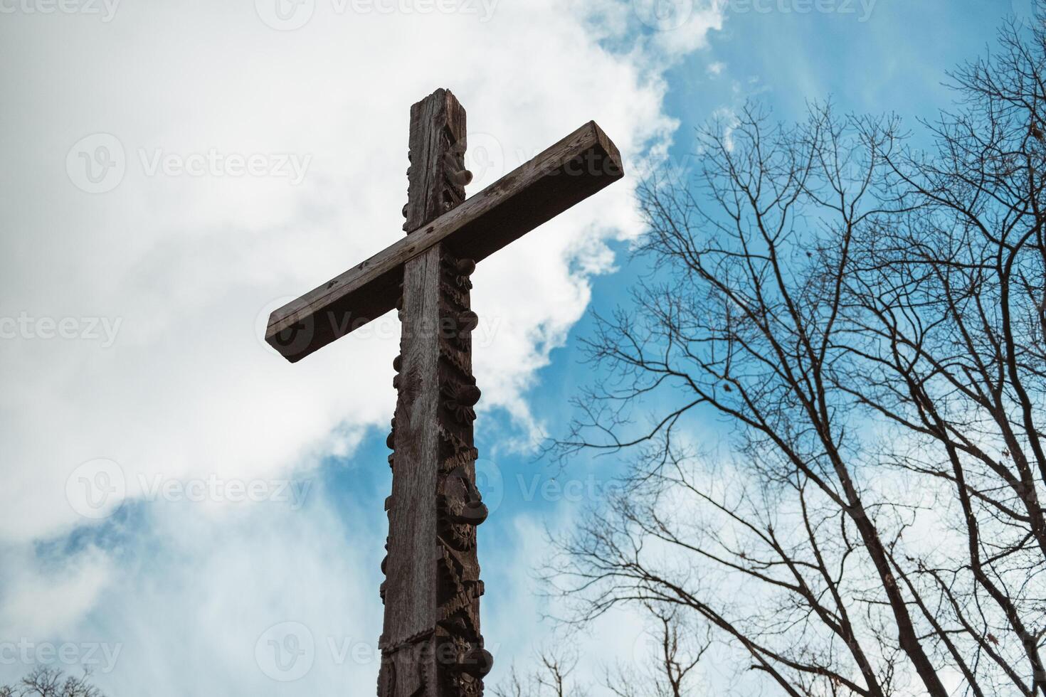 Cross Standing In The Sky Of Romania photo