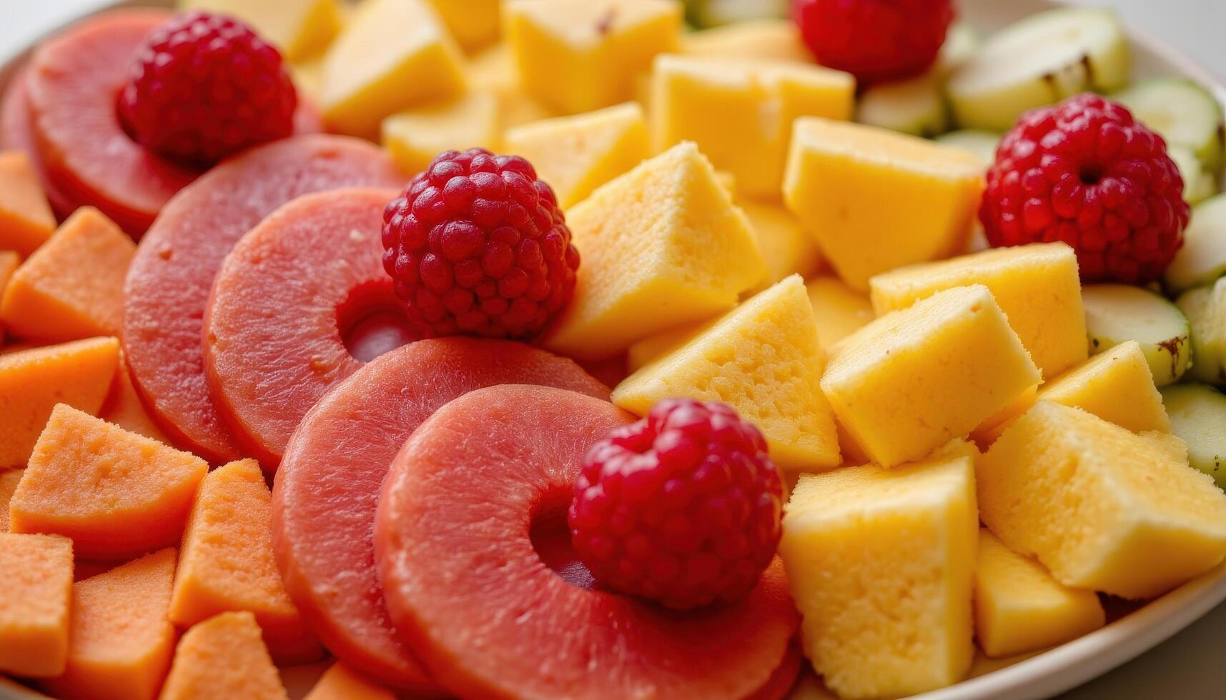 A closeup of a refreshing tropical fruit platter. photo. photo