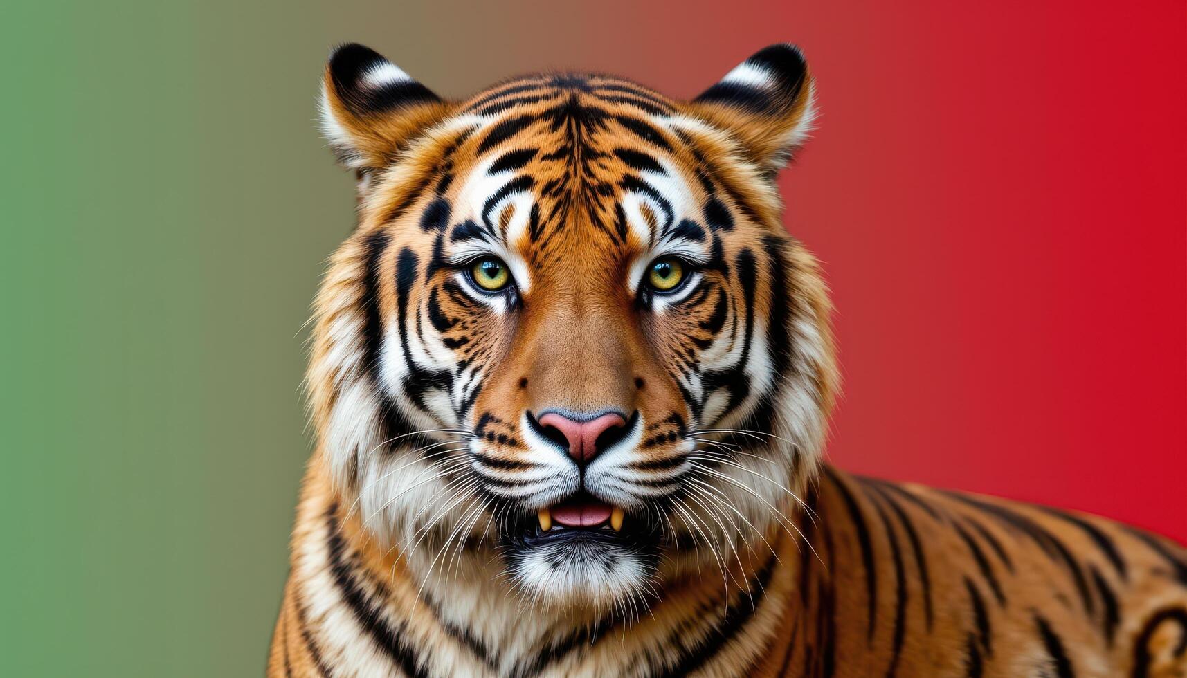 Portrait of a tiger on a solid color background. Close up. photo. photo