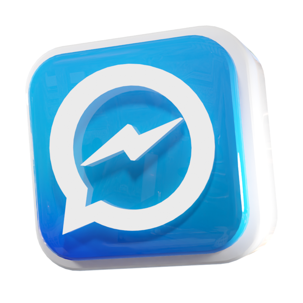 The blue and white logo of the messenger app png