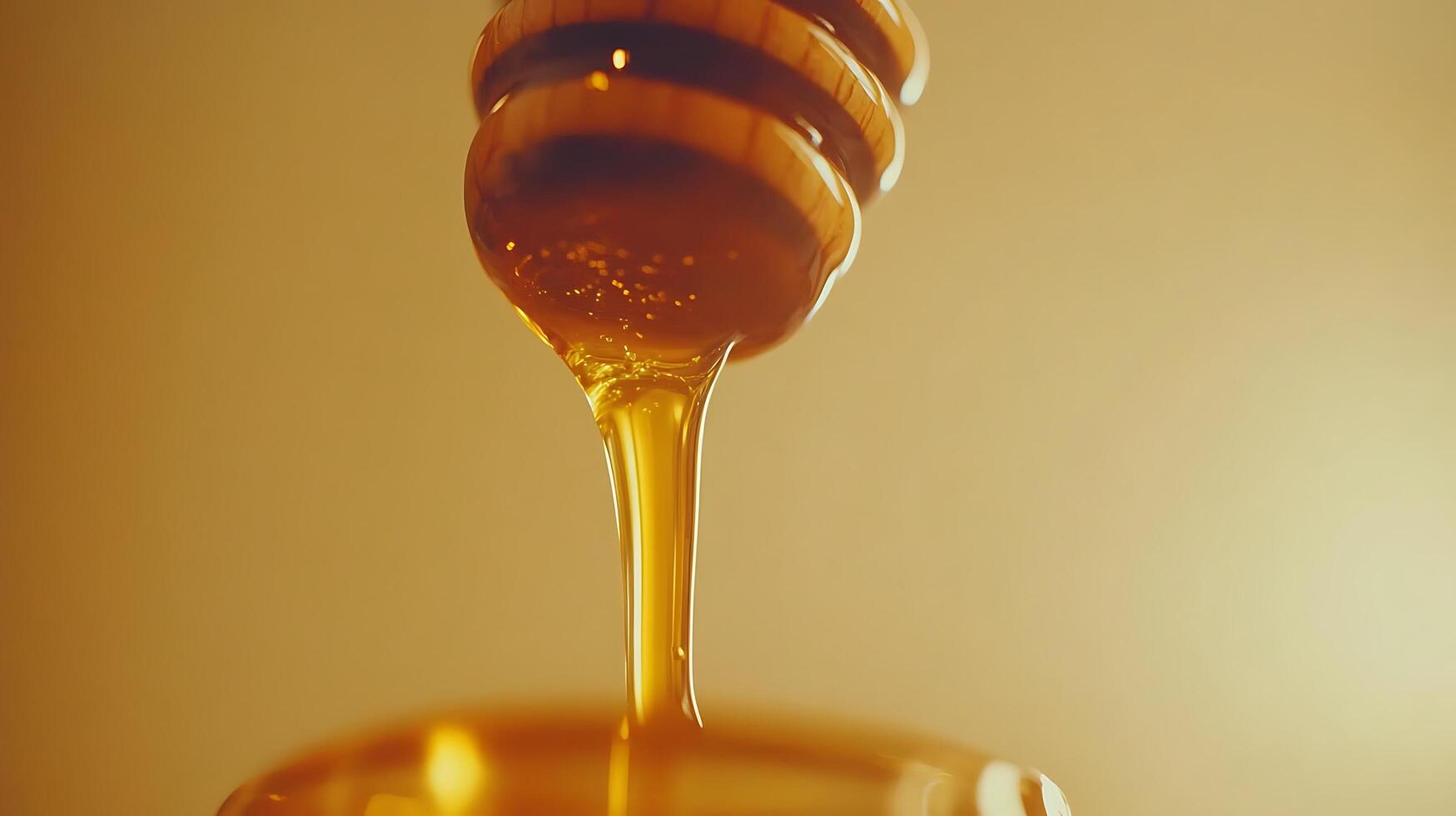 Honey Drips from a Dipper in a Delightful Flowing Motion photo