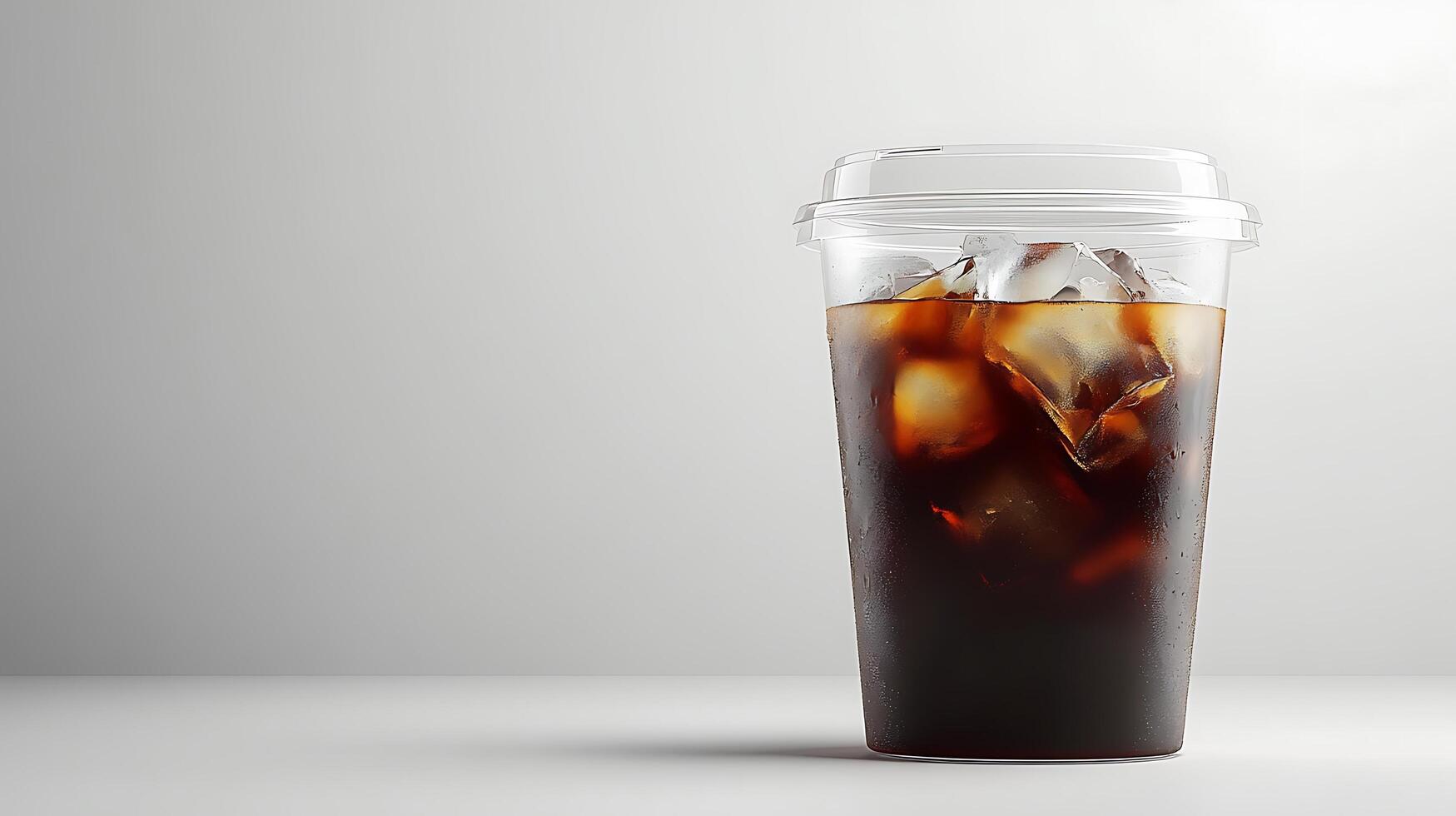 An iced coffee beverage in a clear plastic to go cup photo