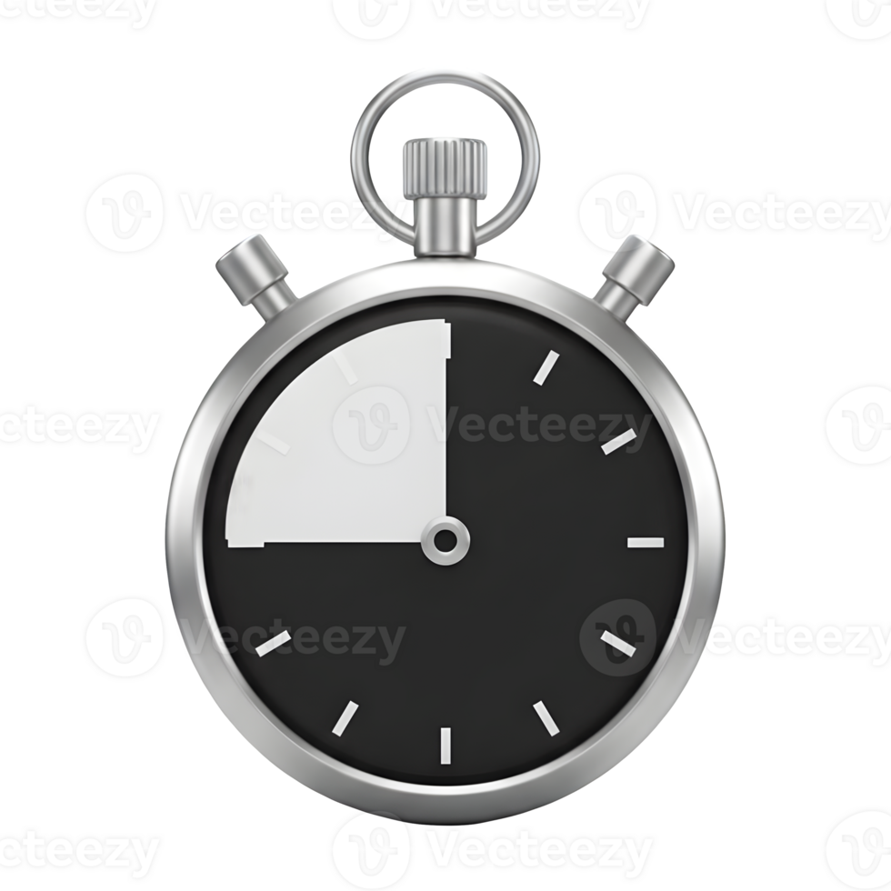 A Classic Stopwatch Showing One-Quarter of a Minute Remaining png
