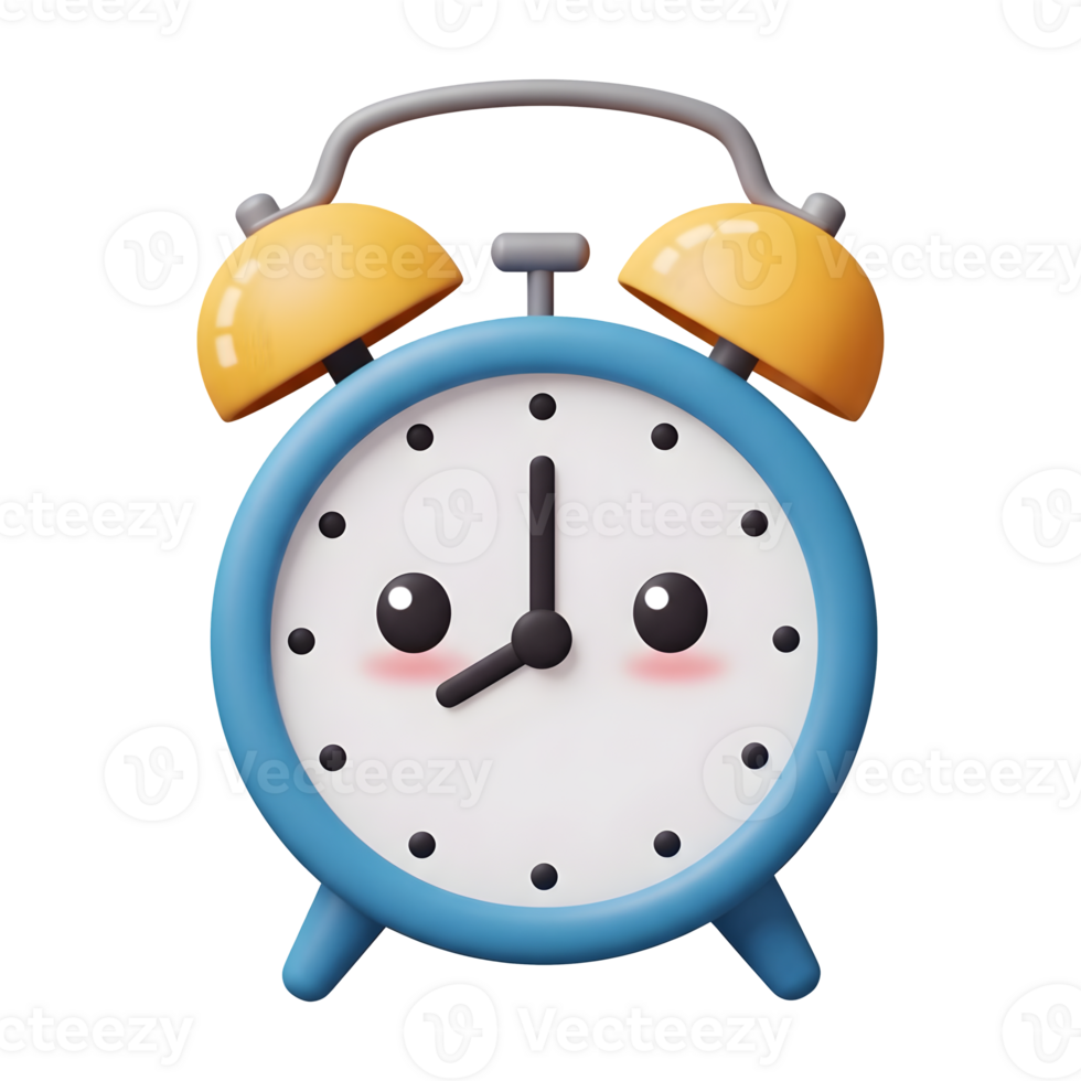 Adorable Blue Alarm Clock Shows The Time png