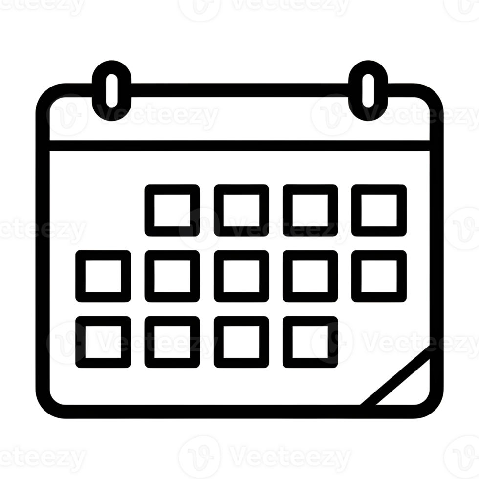 Simple Outline of a Monthly Calendar View png