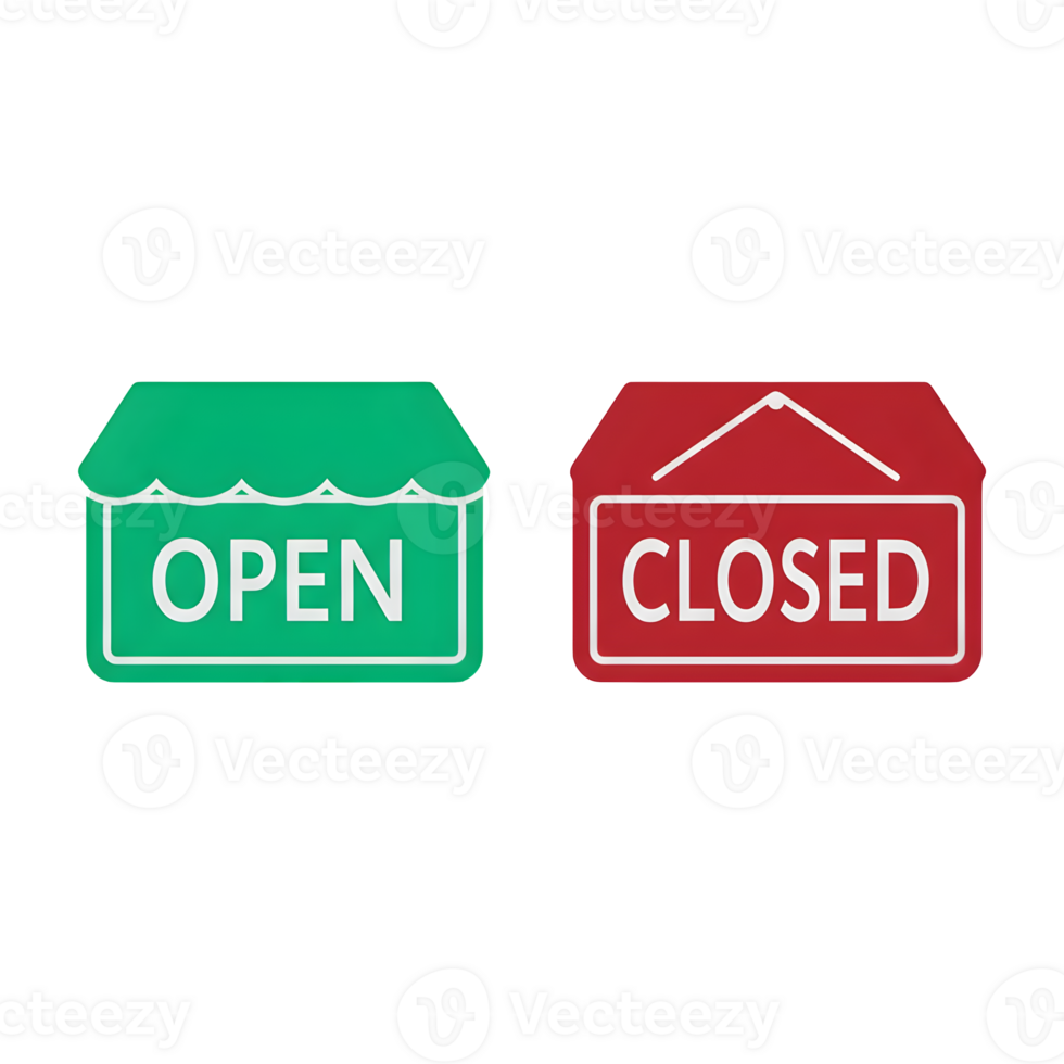 Green Open Sign and Red Closed Sign png