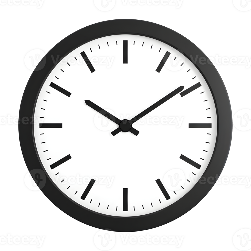 Simple Black Framed Wall Clock Showing Time png