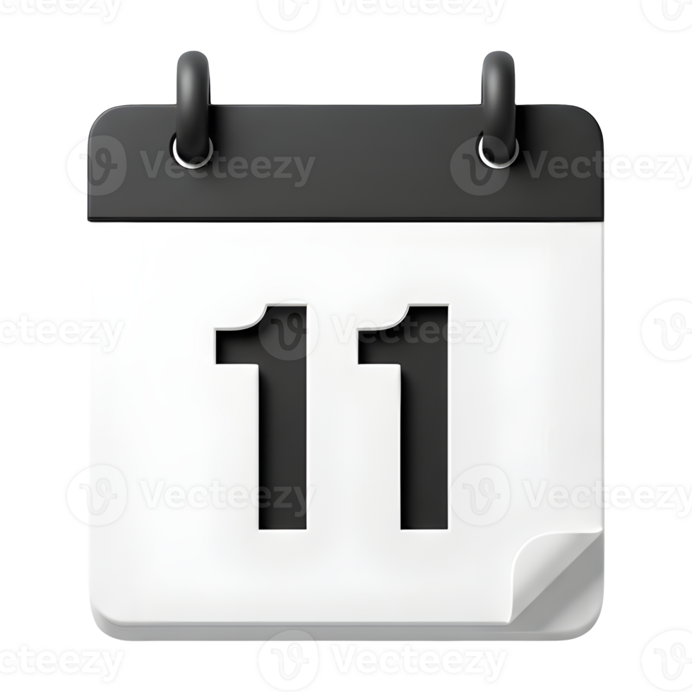 A Simple Three-Dimensional Desk Calendar Showing the Eleventh Day. png