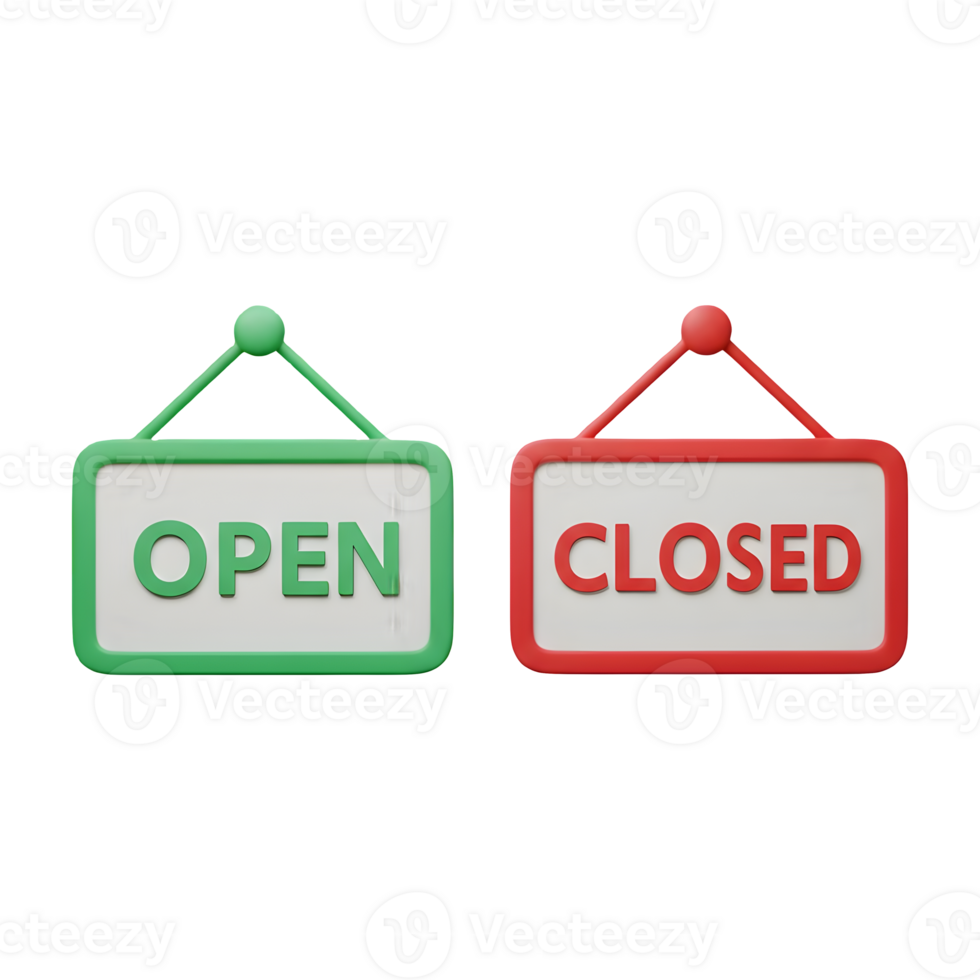 3D Rendered Open and Closed Business Signs png