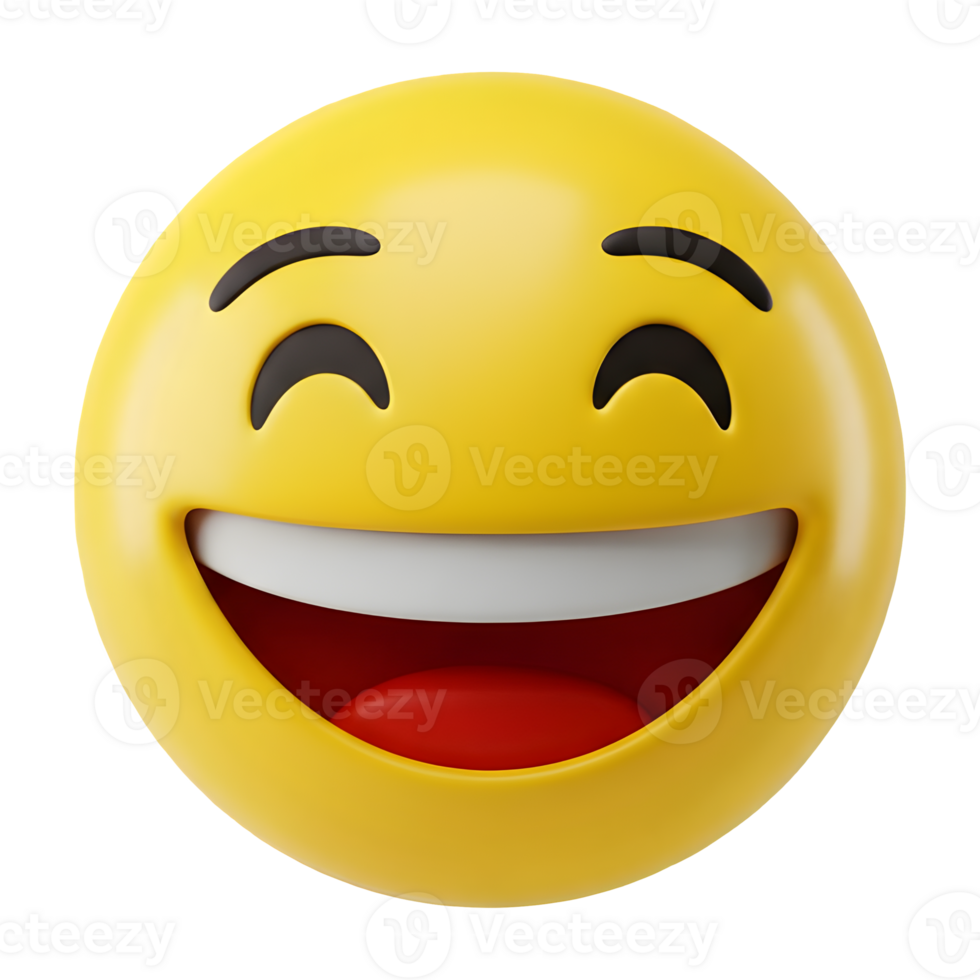 A Joyful, Rounded Emoji with a Wide Grin png