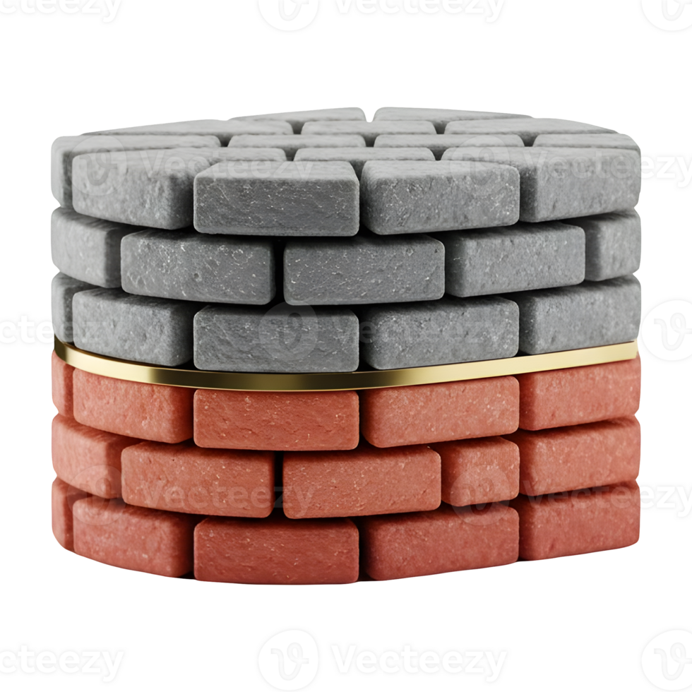 Layered Stone Structure with Golden Binding Element png