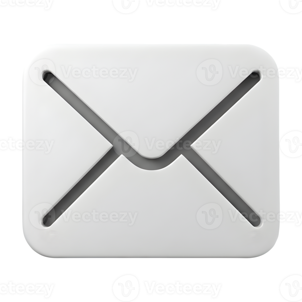 Digital White Envelope Icon for Correspondence png