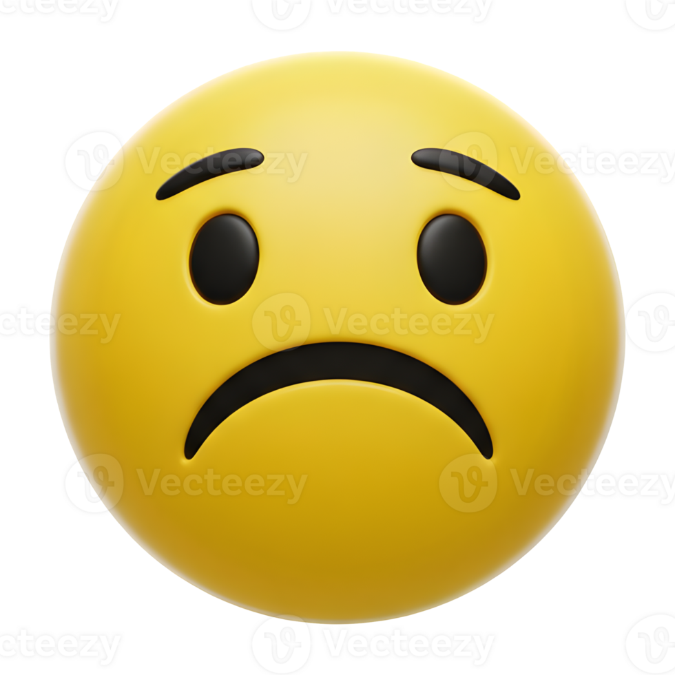 A 3D Model of a Disappointed Yellow Emoticon png
