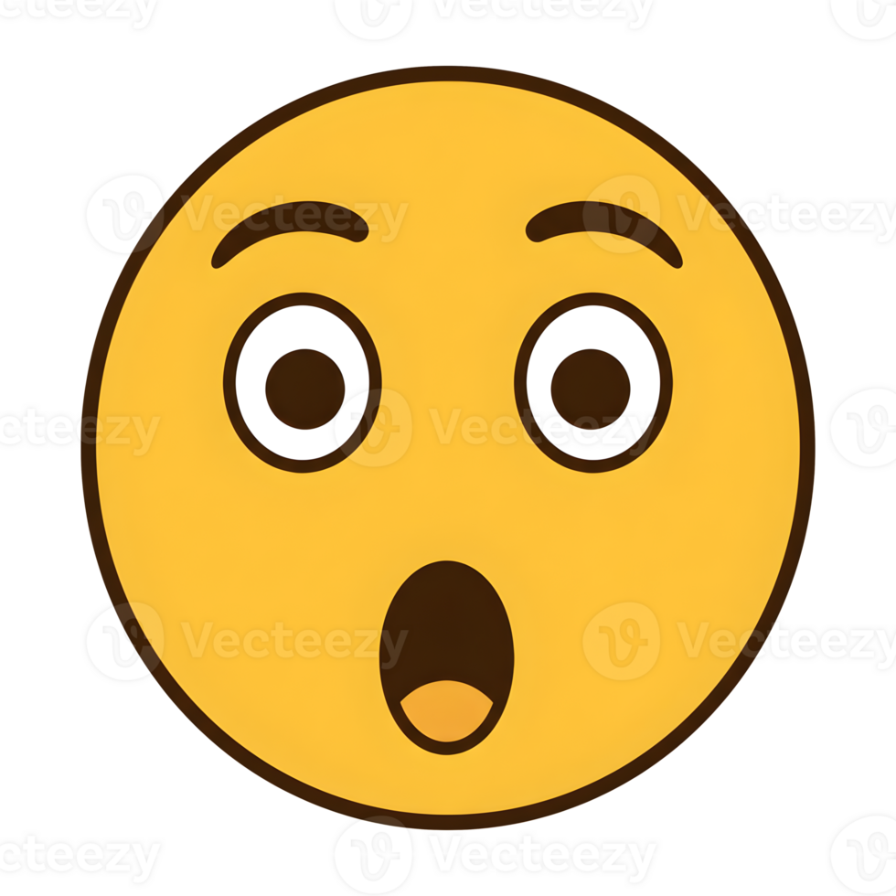 Astonished face emoticon with wide eyes and open mouth. png