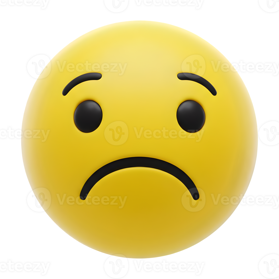 Disappointed three-dimensional yellow emoticon displays mild sadness. png