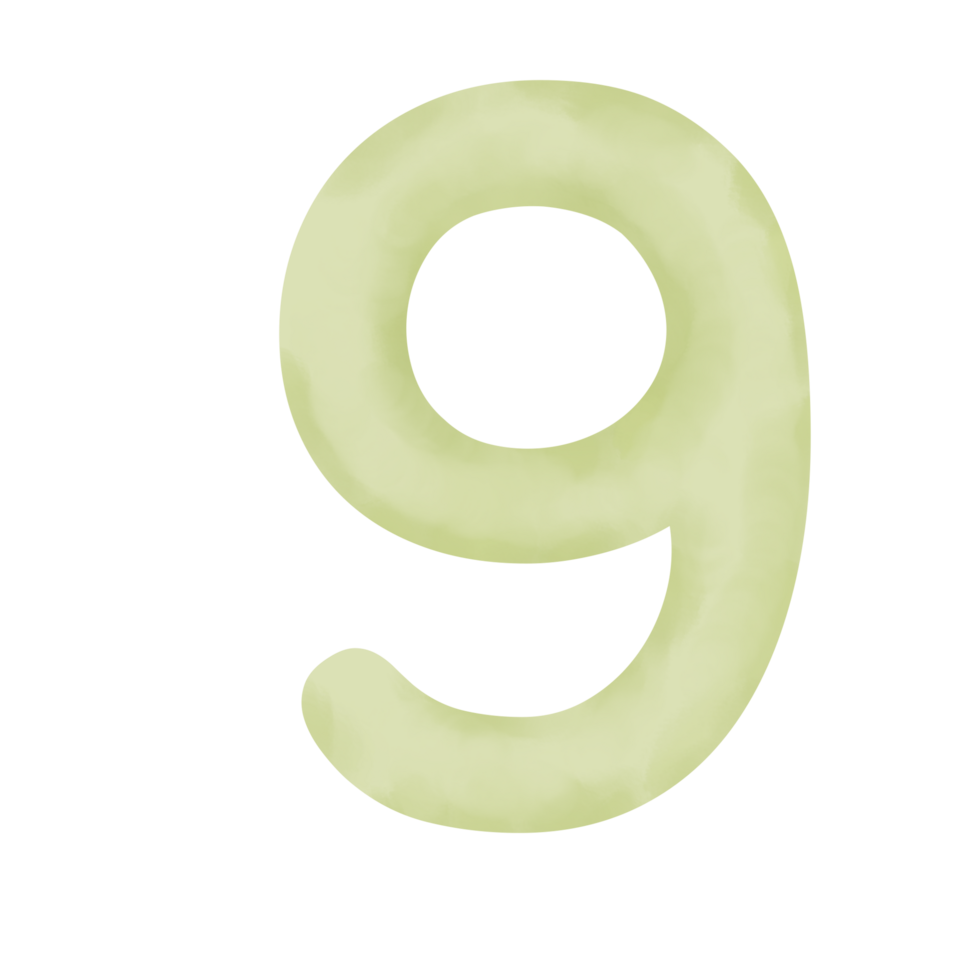 number 9 watercolor png