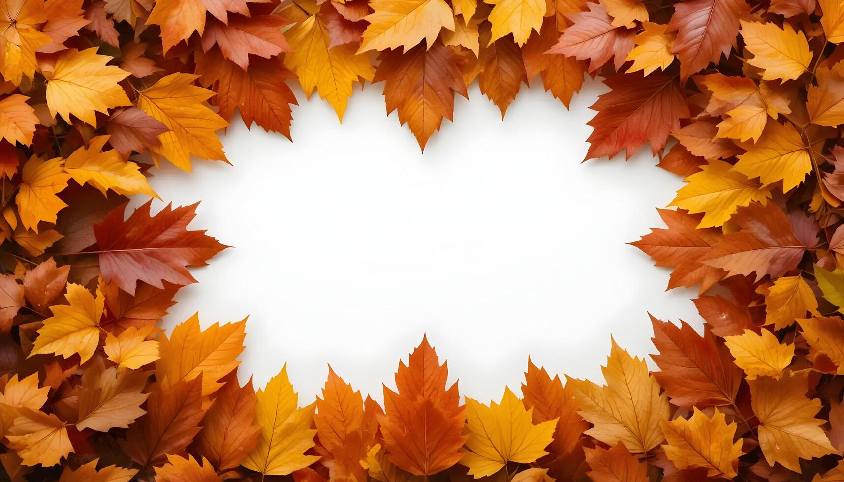 Fall Leaves Bordering White Background with Copy Space for Autumn Designs photo