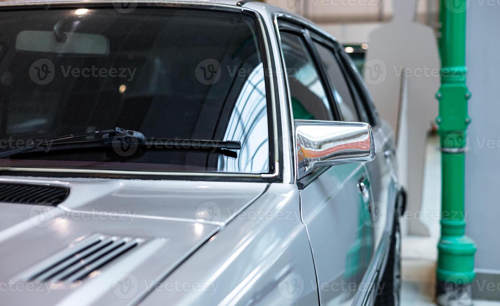 A car is parked in a garage photo