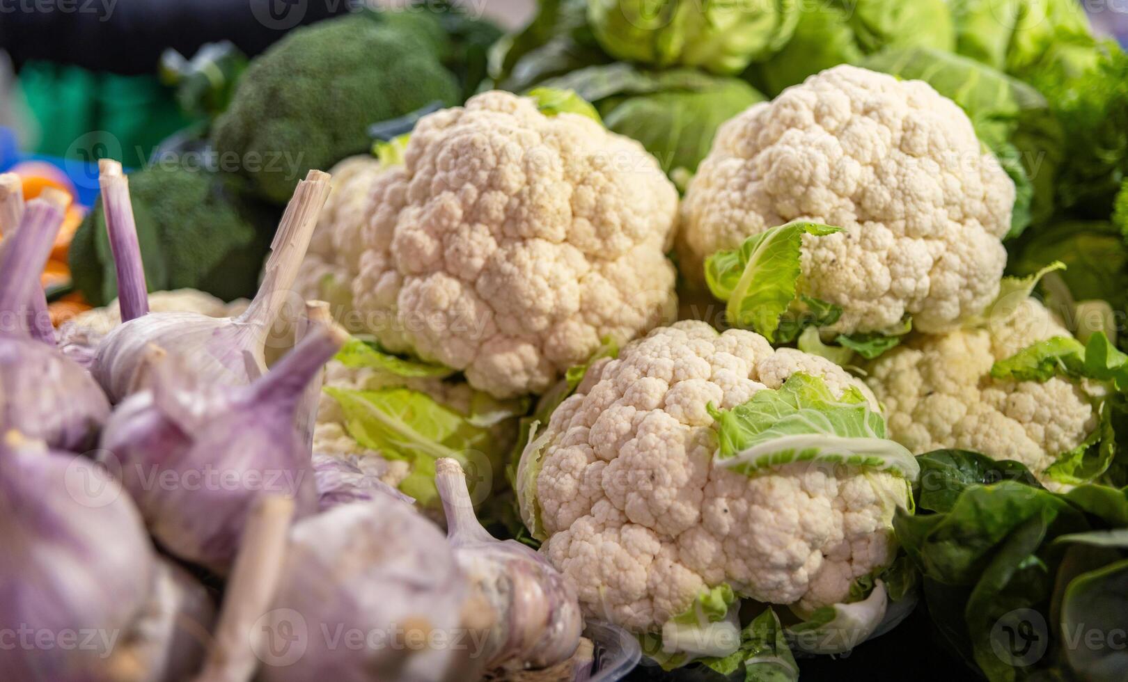 A bunch of cauliflower and other vegetables photo
