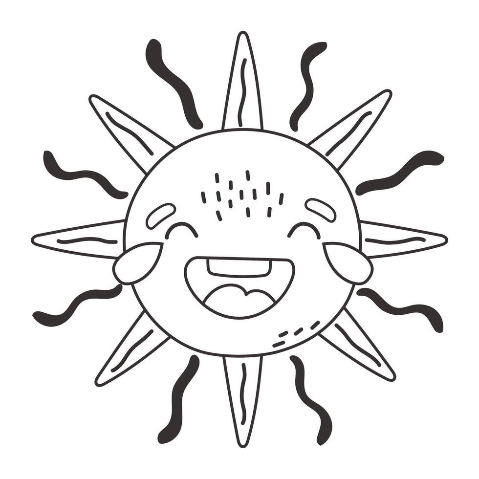 Cute sun cartoon style, Happy sun , Summer sunshine with eyes, Sun isolated vector