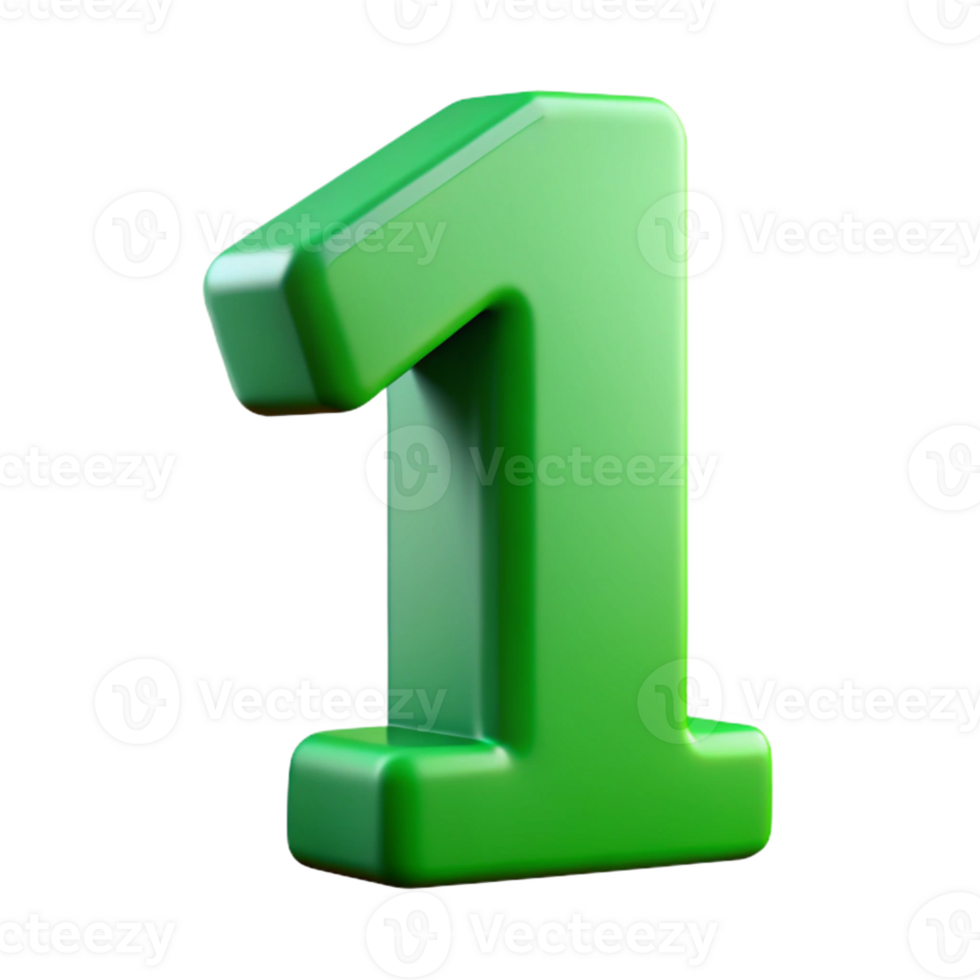 gorgeous passionate bohemian Number character with a straight vertical line. Flat green color, clean lines with Scalable Design. refined png