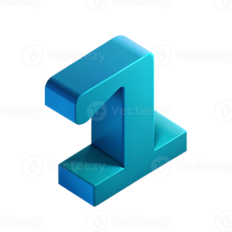 dynamic mesmerizing Isometric number with solid color and crisp edges. Minimal design with Scalable Design. top-tier png