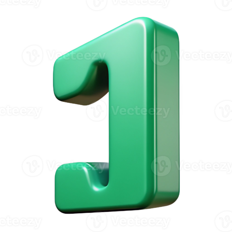 dramatic abstract Number character with a straight vertical line. Flat green color, clean lines with Scalable Design. genuine png