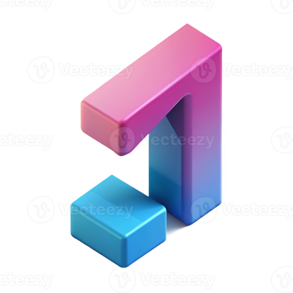 picturesque coastal Isometric number with solid color and crisp edges. Minimal design with Scalable Design. premium png