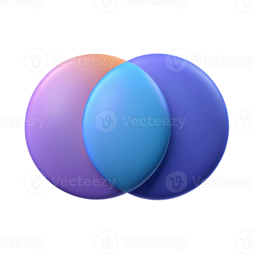notable mid-century Venn diagram with two overlapping circles. Crisp edges, scalable design, minimal with Scalable Design. flawless png