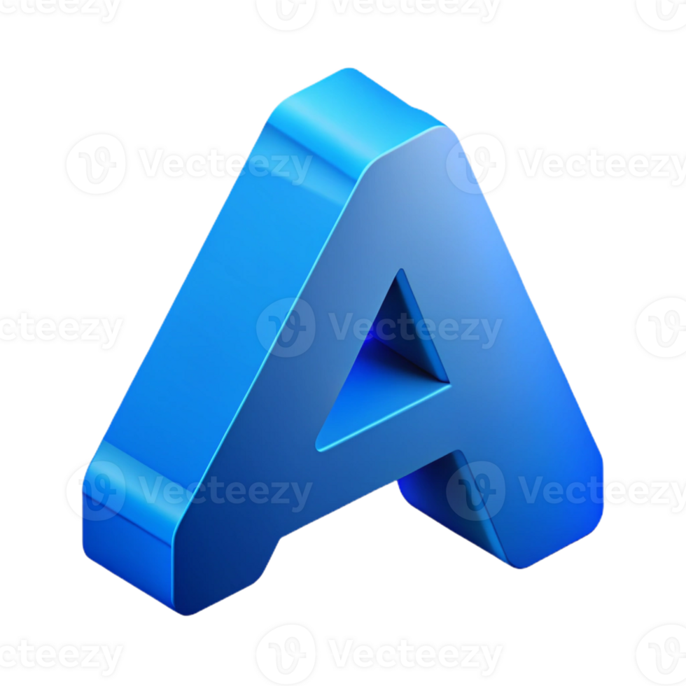 wonderful avant-garde Isometric letter A with clean lines and a blue color with Scalable Design. expertly shot png