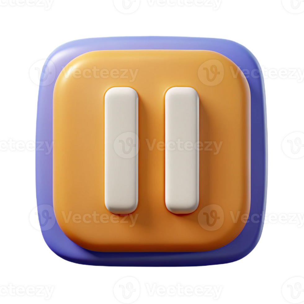 vibrant traditional Pause button icon. Two vertical bars. Crisp edges, flat color with Scalable Design. sharp png