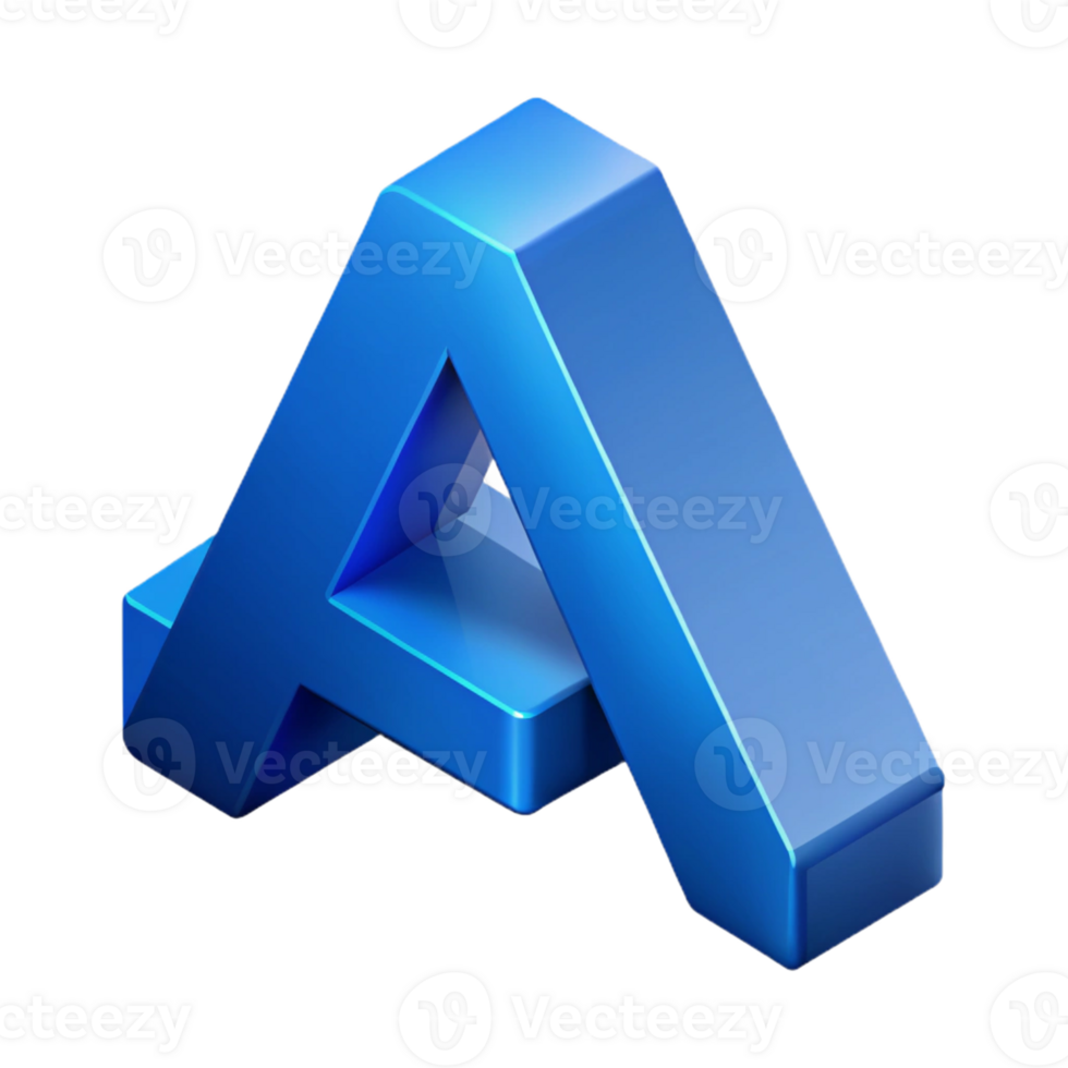 exemplary surreal Isometric letter A with clean lines and a blue color with Scalable Design. premium png