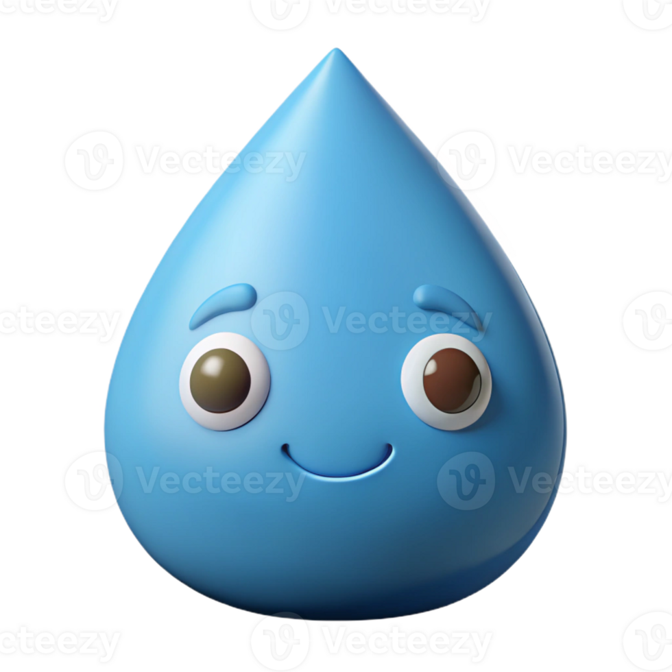 sumptuous calm creative Raindrop character with two small, round eyes. Clean lines, flat color with Scalable Design. museum quality png