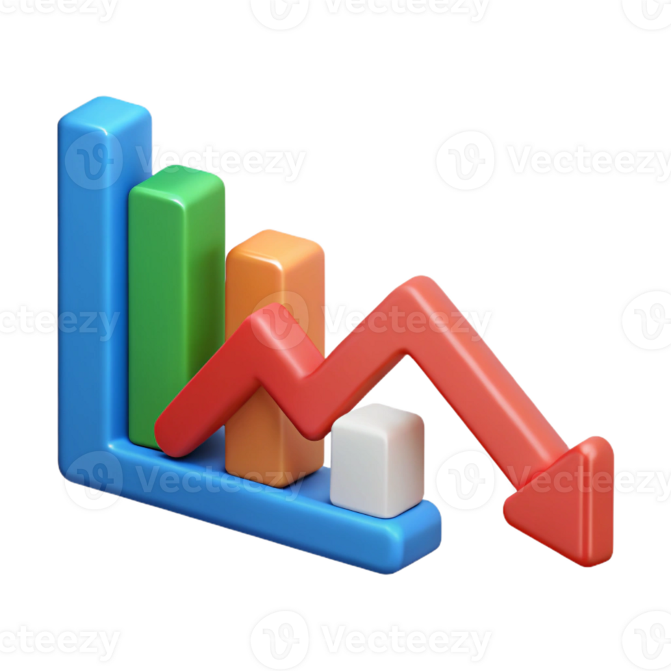 nostalgic extraordinary Downward trending arrow chart with two data points. Clean lines, minimal, flat color with Scalable Design. authentic png