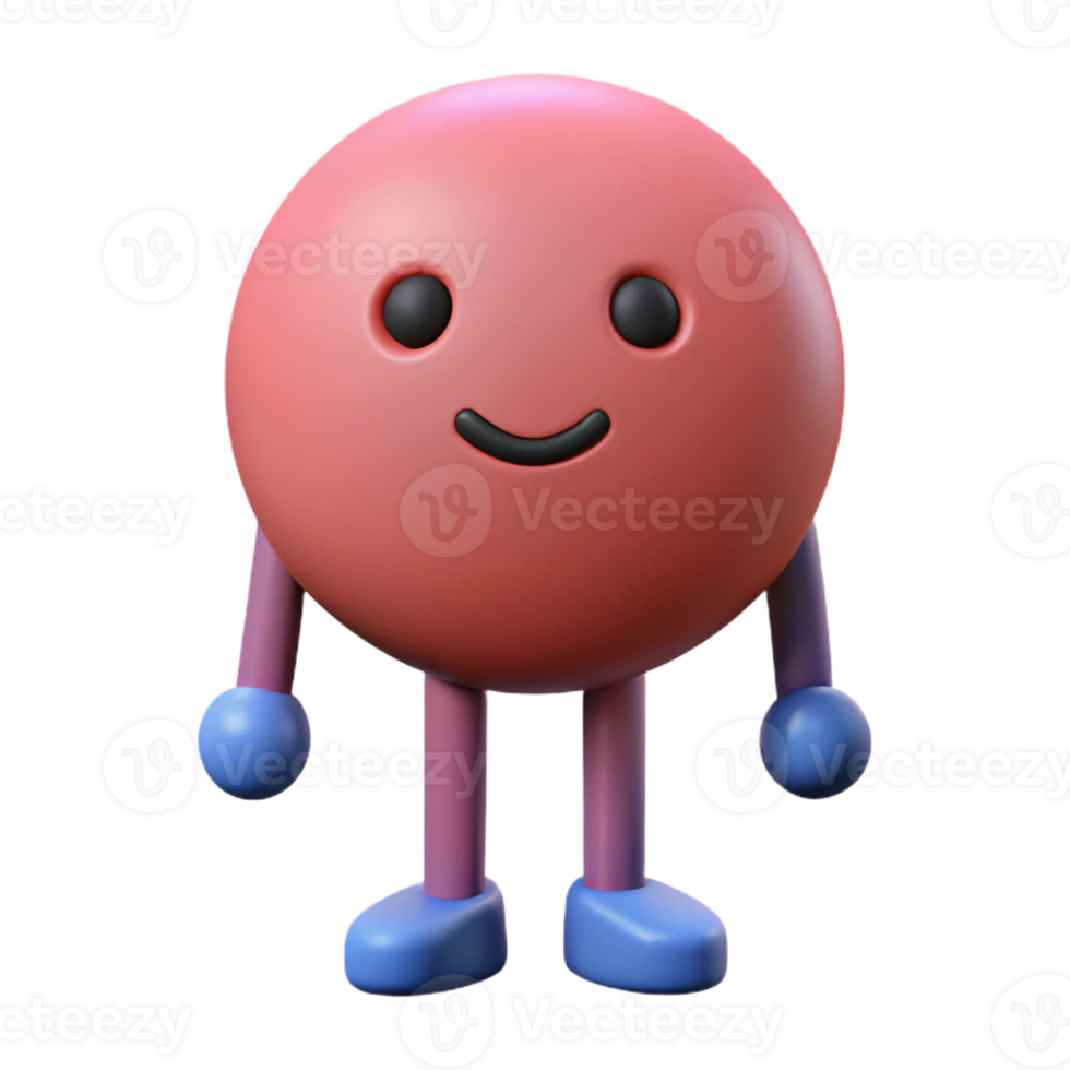 whimsical splendid Circle character with two small, rectangular feet. Clean lines, single-weight stroke, with Scalable Design. detailed png