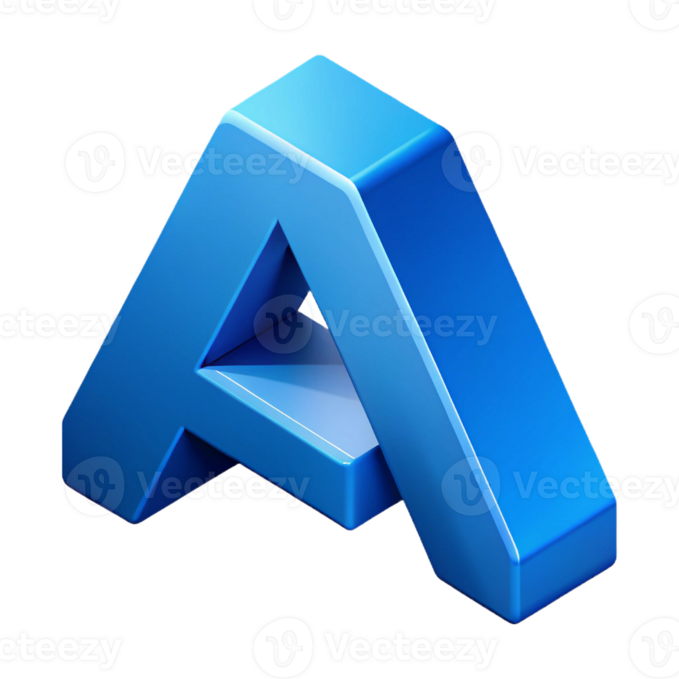 inspired classic Isometric letter A with clean lines and a blue color with Scalable Design. detailed png