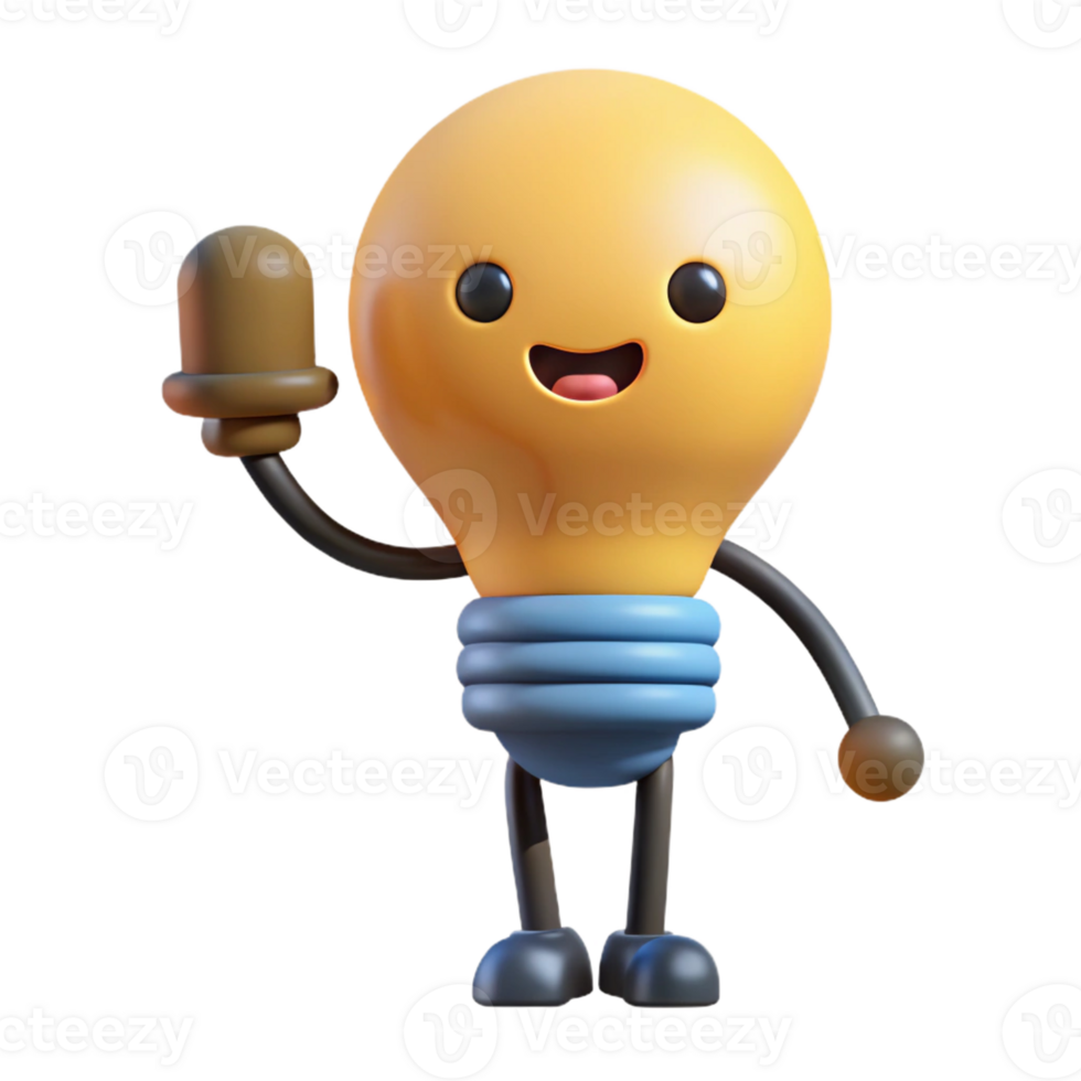 majestic exemplary Lightbulb character with a filament and circular base. Clean lines, flat color, minimal design with Scalable Design. png