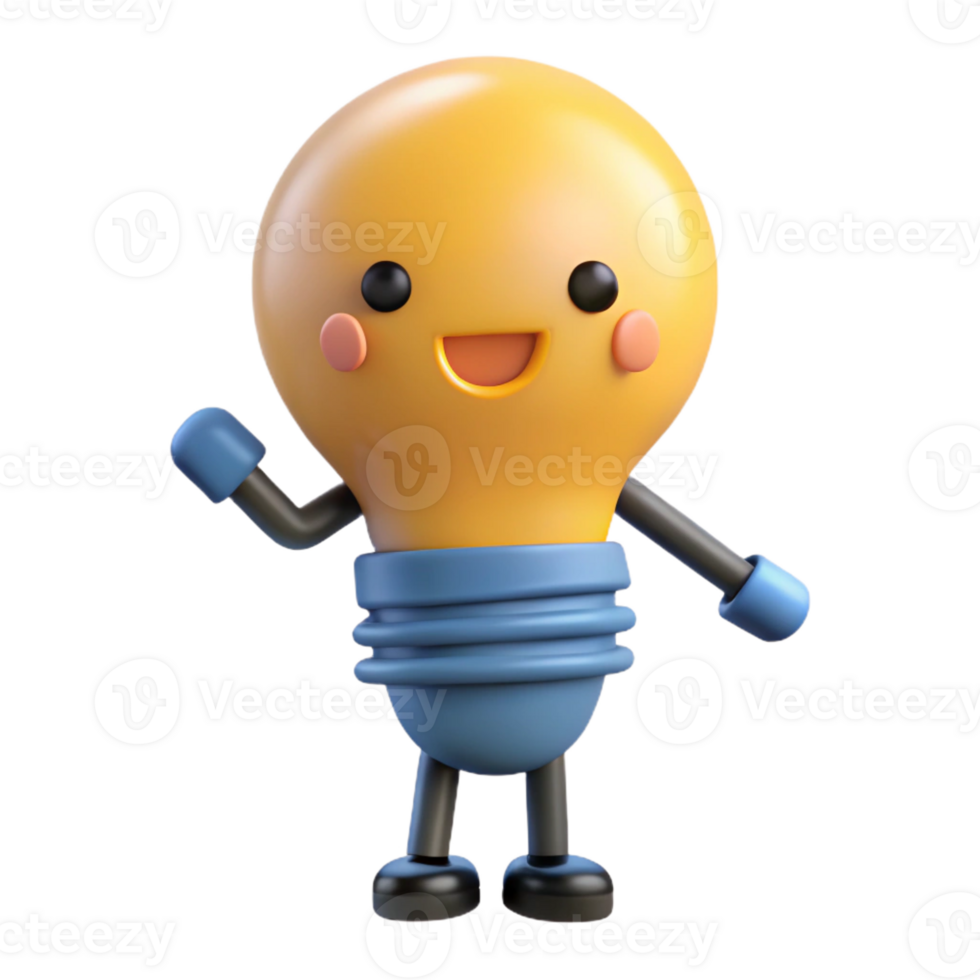 standout industrial Lightbulb character with a filament and circular base. Clean lines, flat color, minimal design with Scalable Design. detailed png