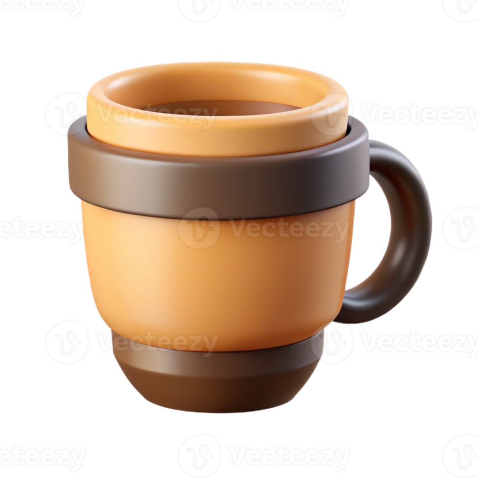 playful splendid Flat color icon of a stylized coffee cup. Clean lines, crisp edges with Scalable Design. 8K png