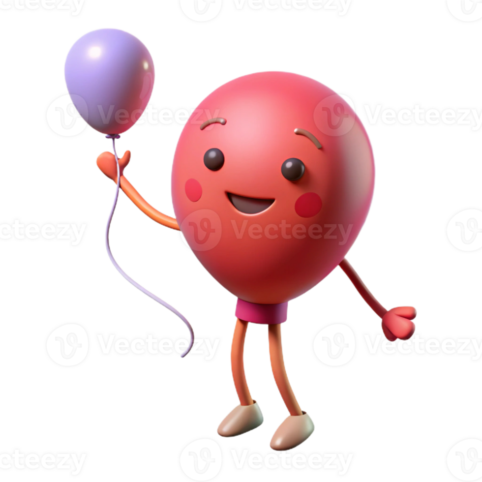 standout art deco Balloon character with a string attached. Clean lines, flat color, crisp edges with Scalable Design. 8K png