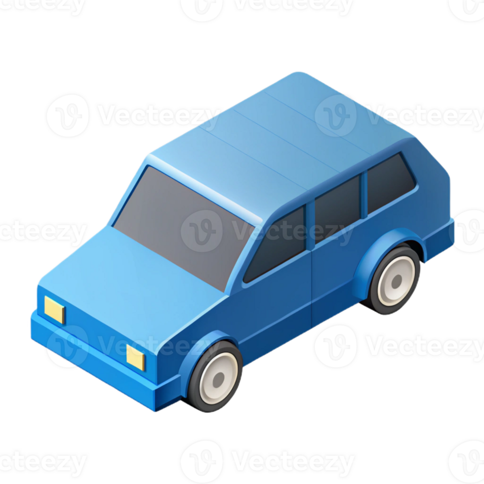 sought-after artistic Isometric car. Clean lines, flat color. with Scalable Design. high resolution png