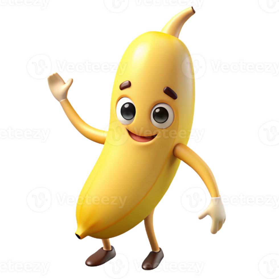 unforgettable modern Banana character with a peel, flat yellow, with Scalable Design. high resolution png