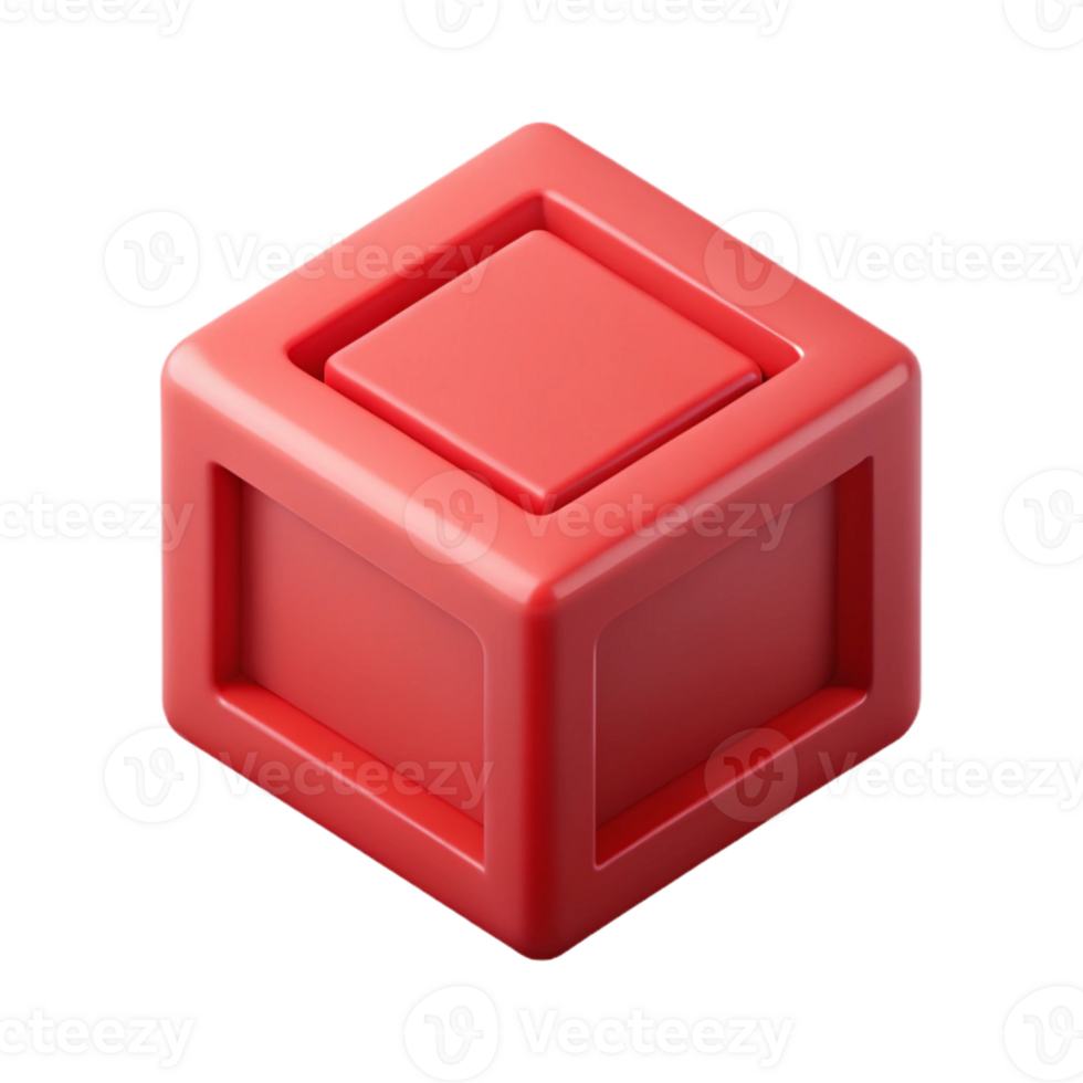 standout gothic Isometric cube with clean lines and flat red color with Scalable Design. crisp png