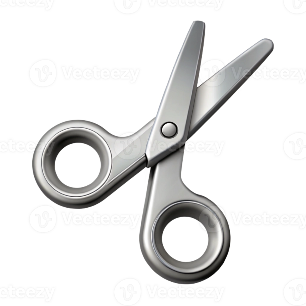 inspired retro Clean lines scissors icon. Flat silver fill. Single-weight stroke with Scalable Design. genuine png