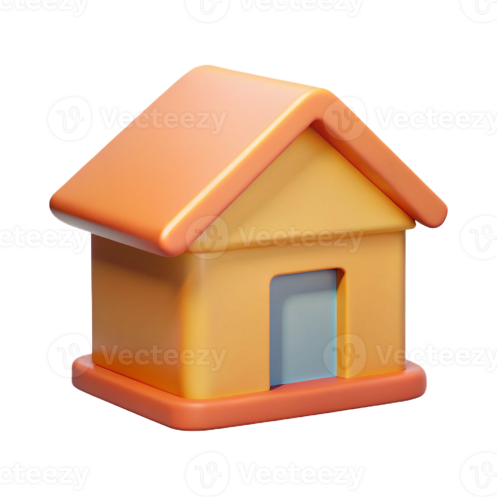 immaculate avant-garde House character with a square base and triangular roof. Flat color, minimal design with Scalable Design. crisp png