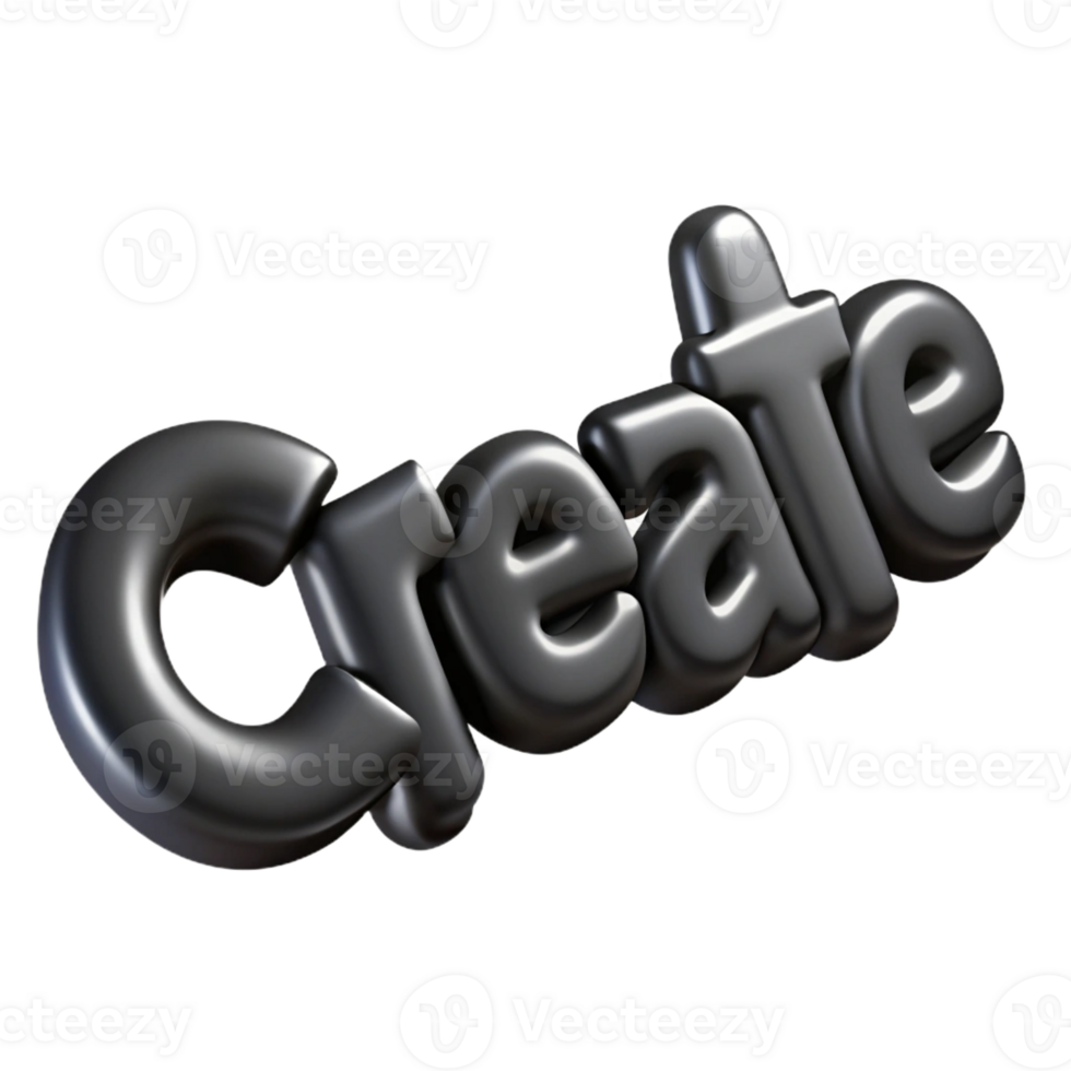 magnificent reflective futuristic The word CREATE in a thin, black, sans-serif font. Minimal, crisp edges with Scalable Design. museum quality png