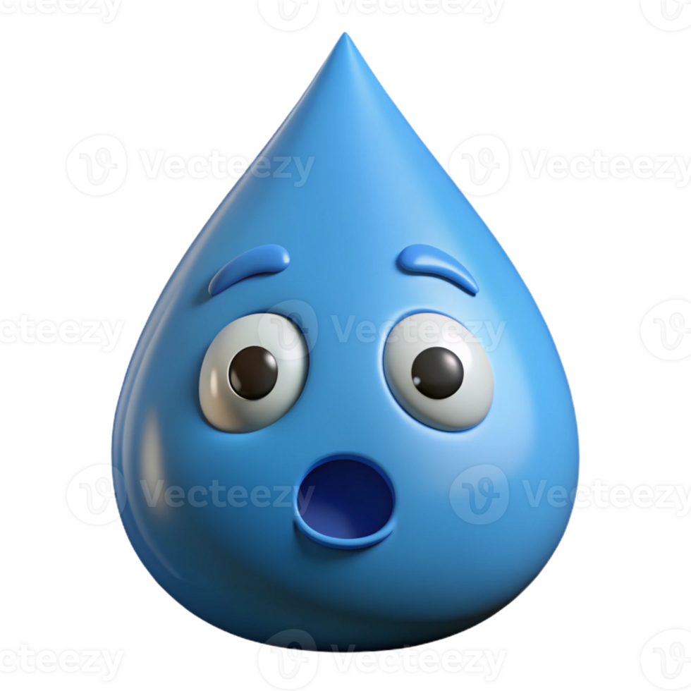 sumptuous memorable Raindrop character with a surprised expression. Crisp edges, single-weight stroke with Scalable Design. png