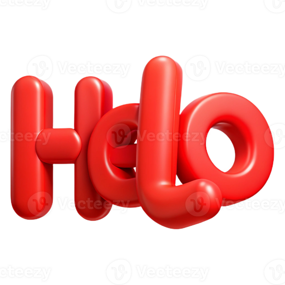 timeless mid-century Bold, sans-serif HELLO in bright red. Clean lines, flat color with Scalable Design. impeccable png