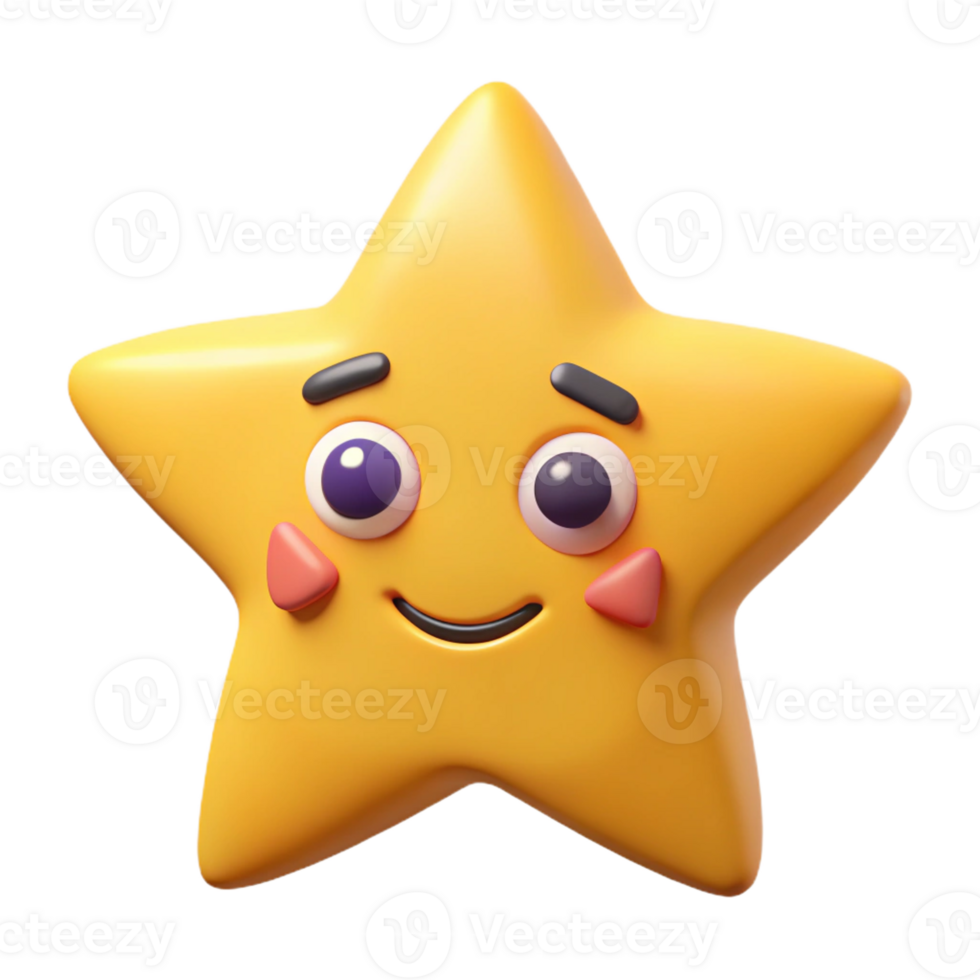 mysterious splendid Five-pointed star character with rounded points, winking eye. Symmetrical, clean lines, flat color with Scalable Design. high quality png